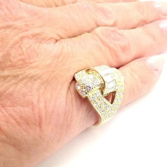 Rare! Authentic Piaget 18k Yellow Gold 3ct Diamond Cocktail Ring - Picture 9 of 9